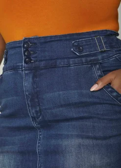 Online Ashley Stewart Denim Pencil Skirt Dk Rinse