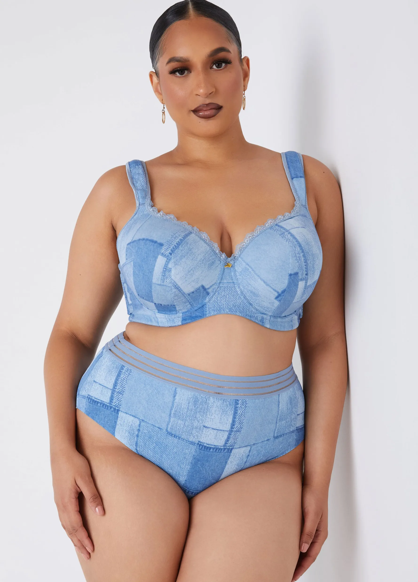 Clearance Ashley Stewart Sheer Waist Brief Panty Denim