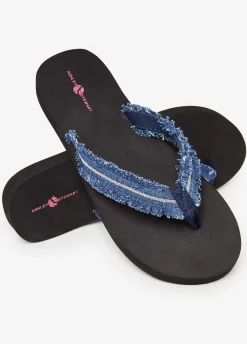 Online Ashley Stewart Wedge Flip Flops Denim
