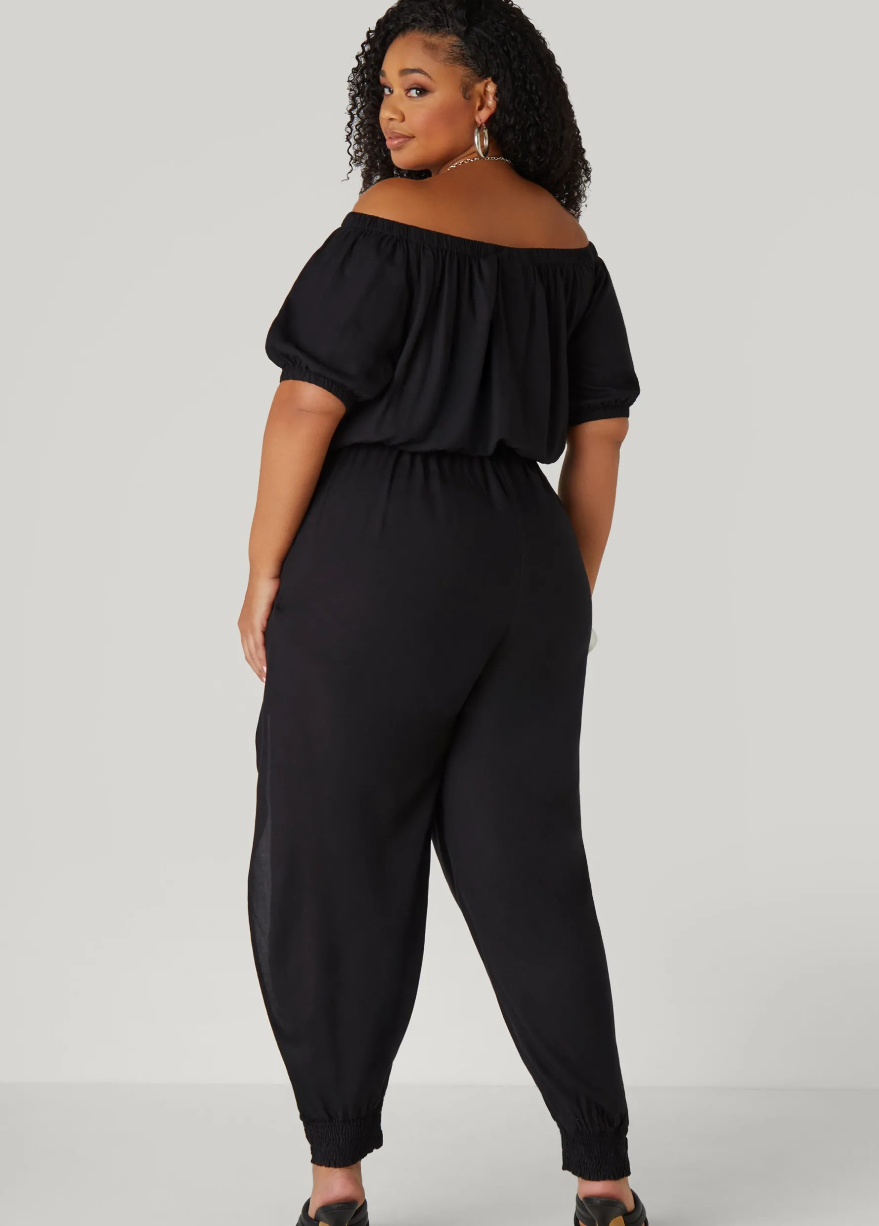 Best Ashley Stewart Draped Off The Shoulder Jumpsuit