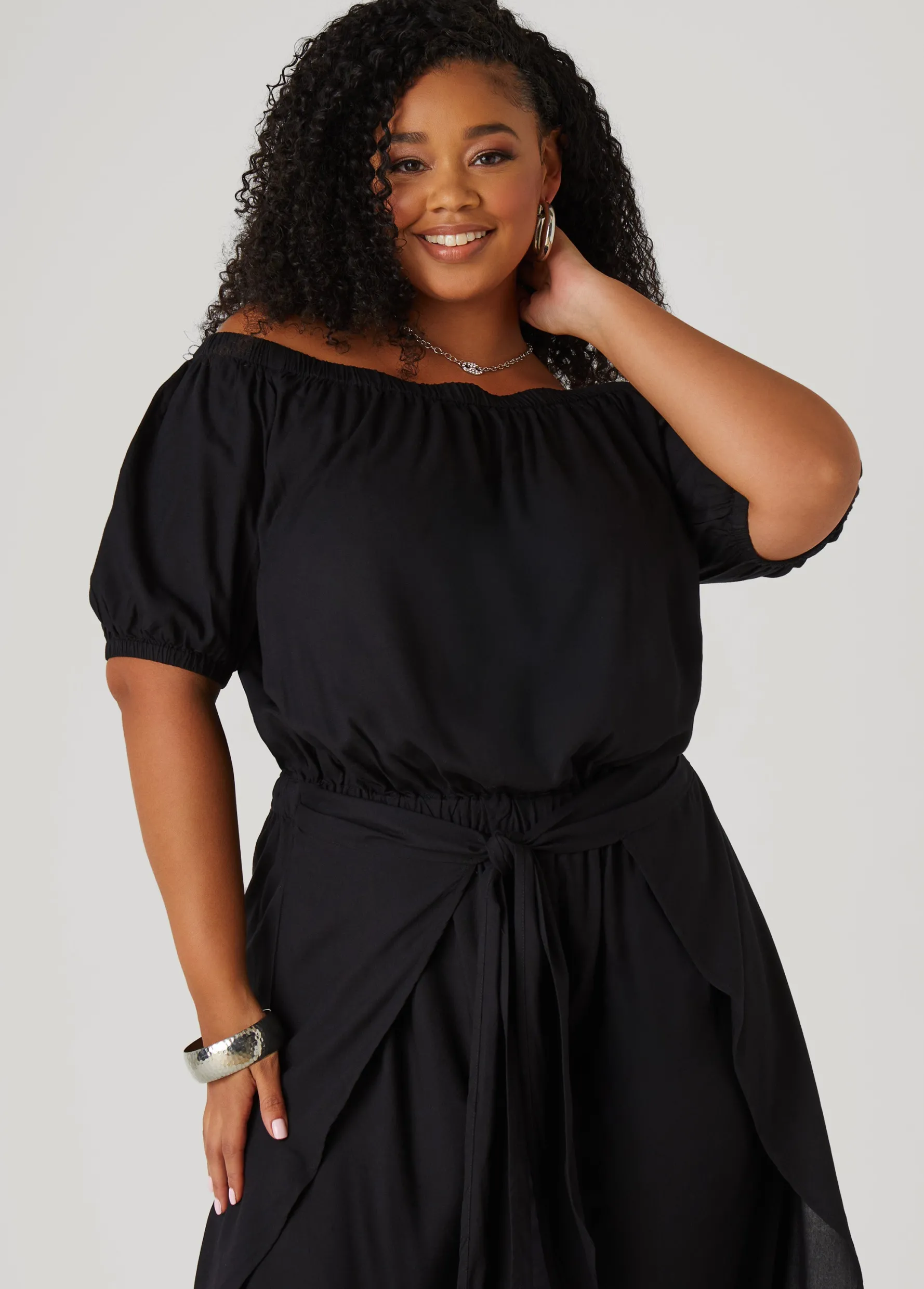 Best Ashley Stewart Draped Off The Shoulder Jumpsuit
