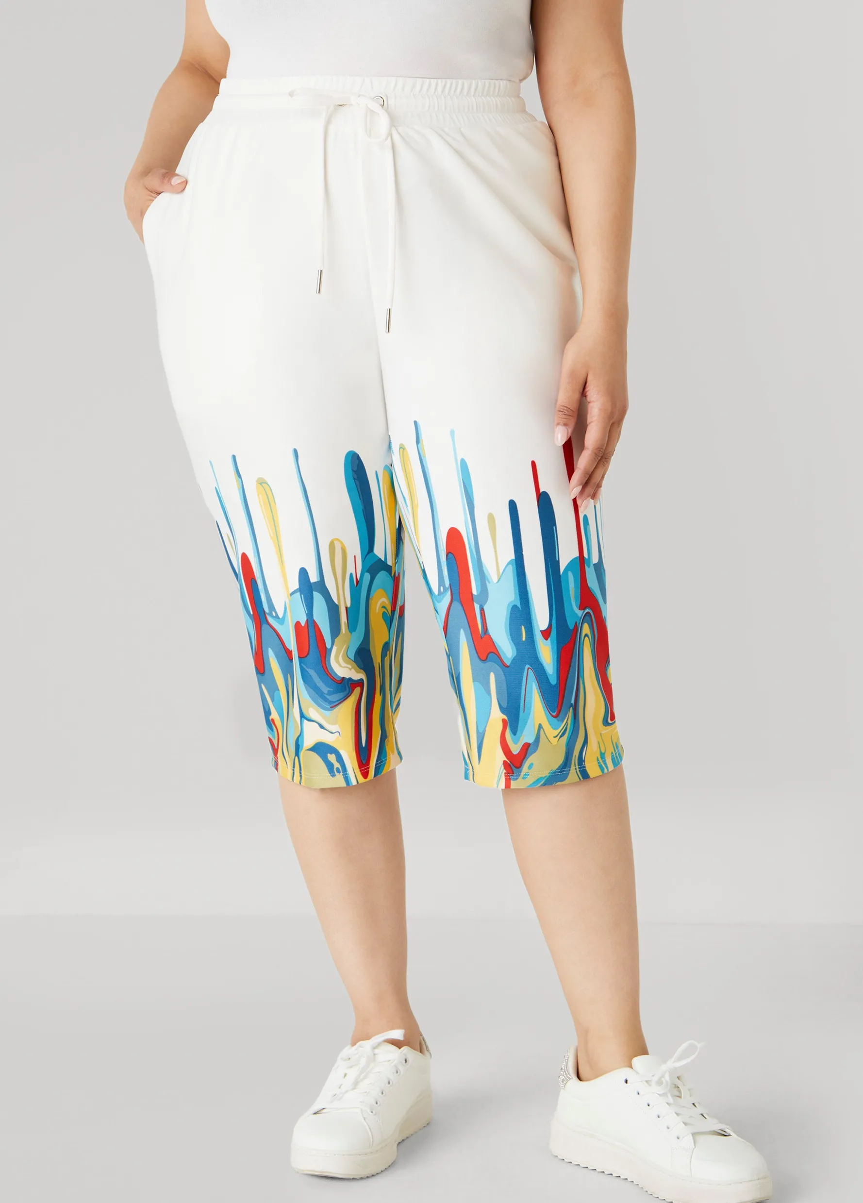 Best Ashley Stewart Drip Print Capris Multi