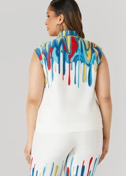 Hot Ashley Stewart Drip Print Vest Multi