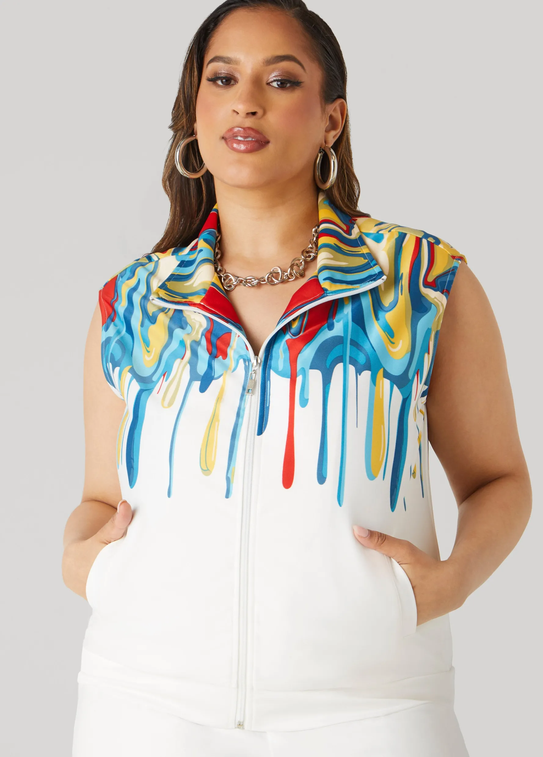Hot Ashley Stewart Drip Print Vest Multi