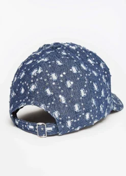 Sale Ashley Stewart Embellished Baseball Hat Denim