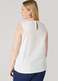 Best Ashley Stewart Embroidered Cotton And Linen Top