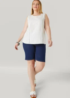 Best Ashley Stewart Embroidered Cotton And Linen Top