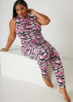 Clearance Ashley Stewart Emme Jordan Camo PJ Set Pink