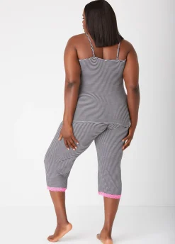 Sale Ashley Stewart Emme Jordan Striped PJ Set