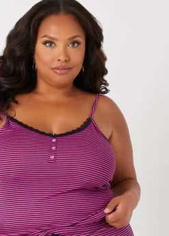 Sale Ashley Stewart Emme Jordan Striped PJ Set
