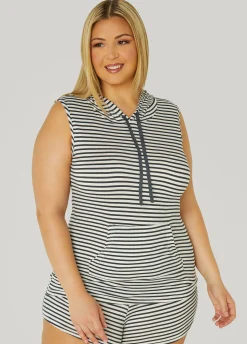 Best Ashley Stewart Emme Jordan Striped PJs Shorts Set Black