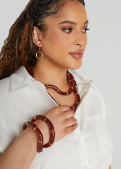 Hot Ashley Stewart Enamel Bracelet Set Brown