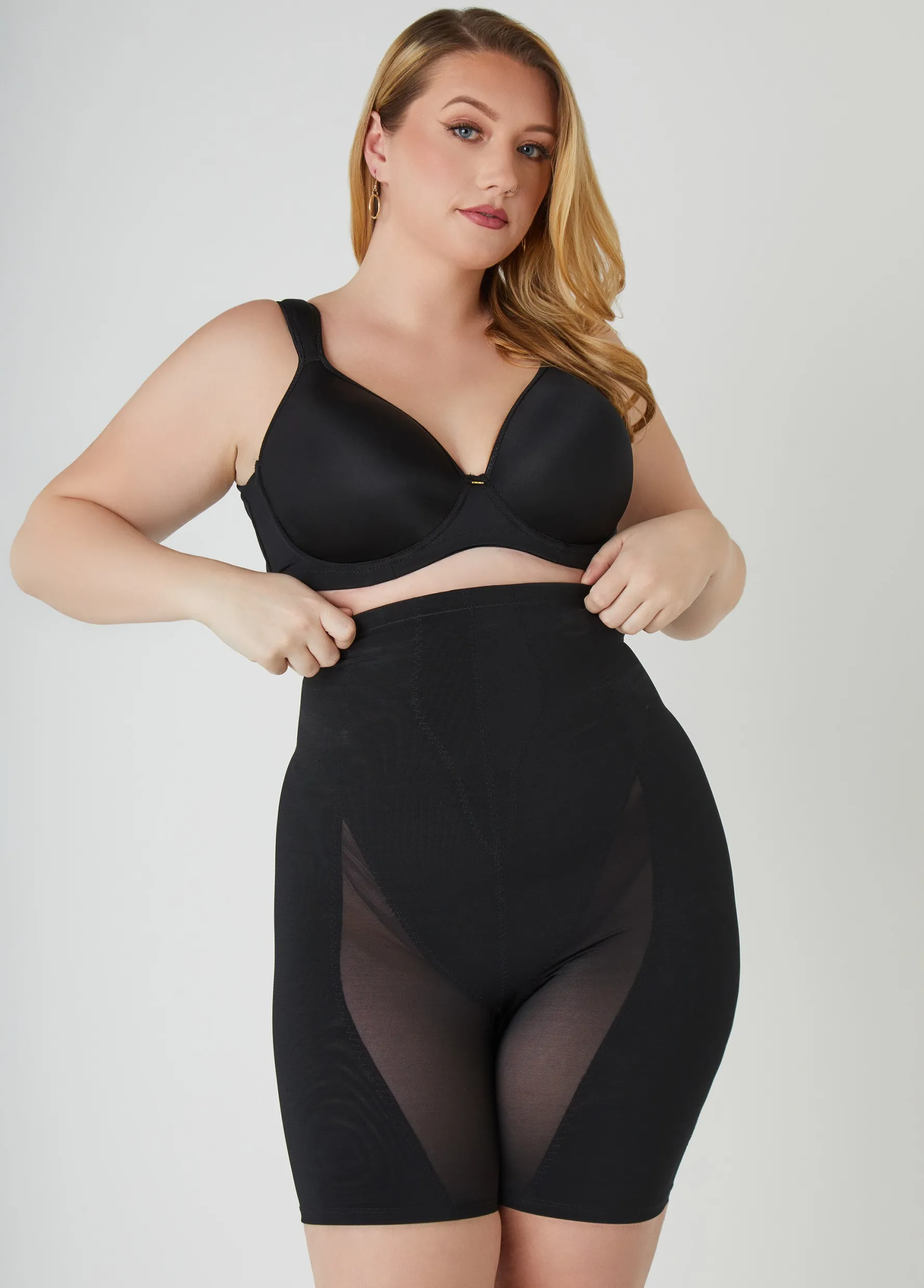 Sale Ashley Stewart Extra Firm Long Leg Shaper Shorts Black
