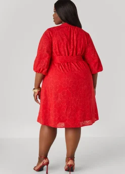 Clearance Ashley Stewart Eyelet Cotton Puff Sleeved Dress