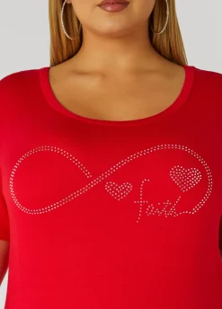 Fashion Ashley Stewart Faith Crystal Tee Red