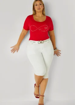 Fashion Ashley Stewart Faith Crystal Tee Red