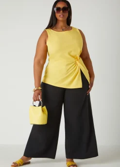 Fashion Ashley Stewart Faux Leather Bucket Bag Lemon Drop