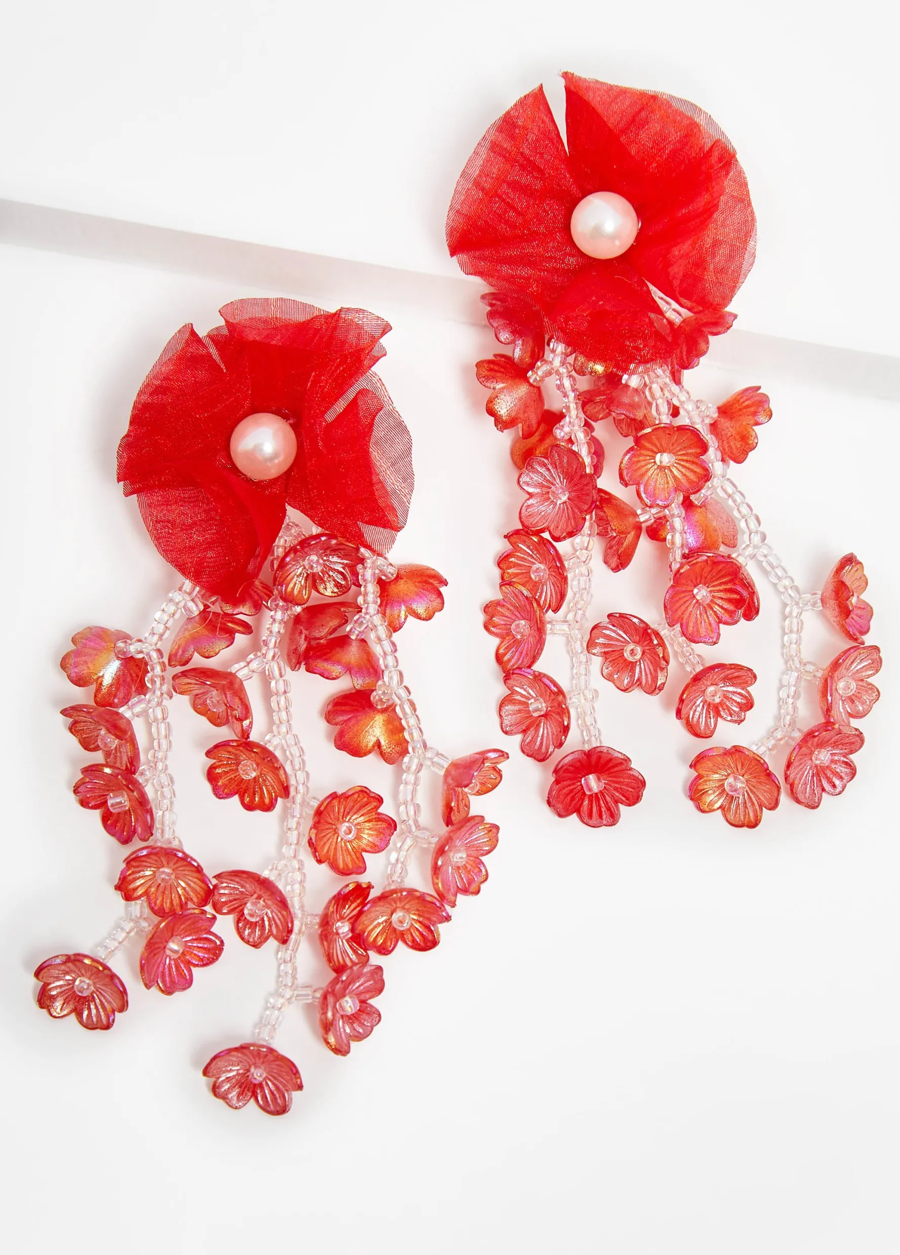 Online Ashley Stewart Faux Pearl And Bead Flower Earrings Aura Orange