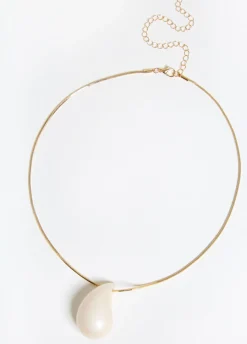 Outlet Ashley Stewart Faux Pearl Teardrop Necklace Gold