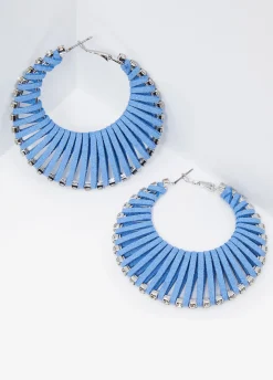 Best Ashley Stewart Faux Suede Hoop Earrings Frozen Fjord