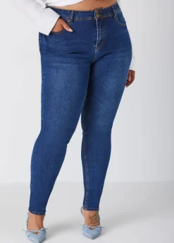 New Ashley Stewart Fearless High Rise Skinny Jeans Indigo