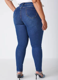 New Ashley Stewart Fearless High Rise Skinny Jeans Indigo