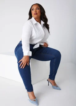 New Ashley Stewart Fearless High Rise Skinny Jeans Indigo