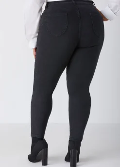 New Ashley Stewart Fearless High Waist Skinny Jeans Black