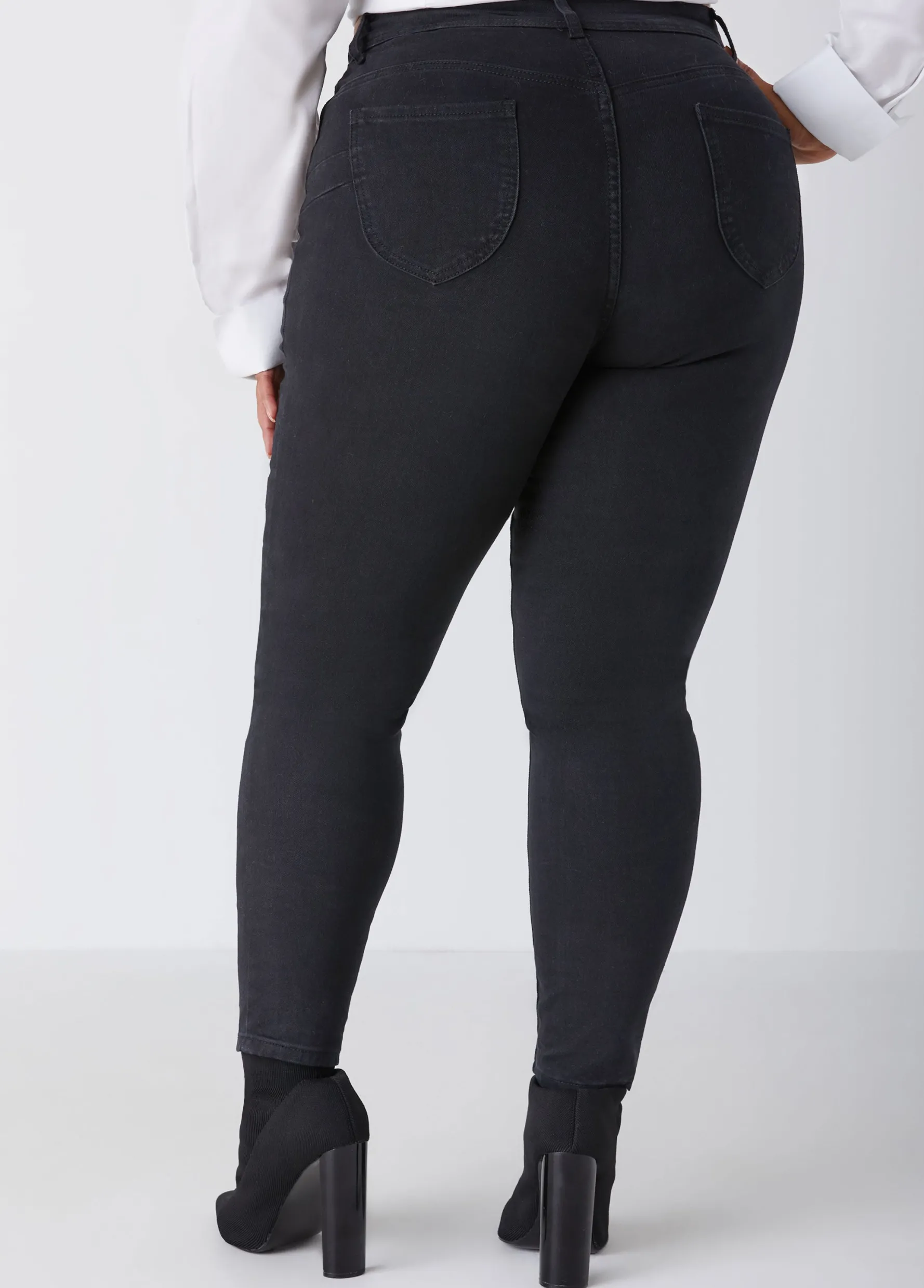 New Ashley Stewart Fearless High Waist Skinny Jeans Black