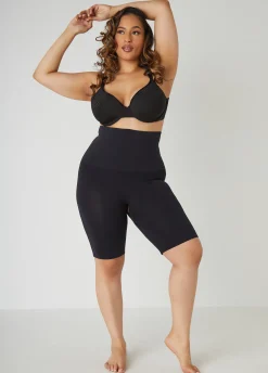 New Ashley Stewart Firm Long Leg Shaper Shorts Black
