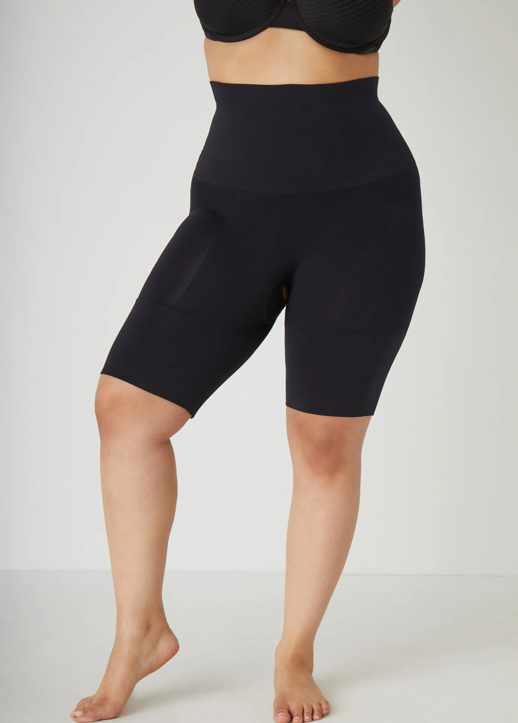 New Ashley Stewart Firm Long Leg Shaper Shorts Black
