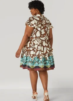 Clearance Ashley Stewart Floral Cotton Babydoll Dress