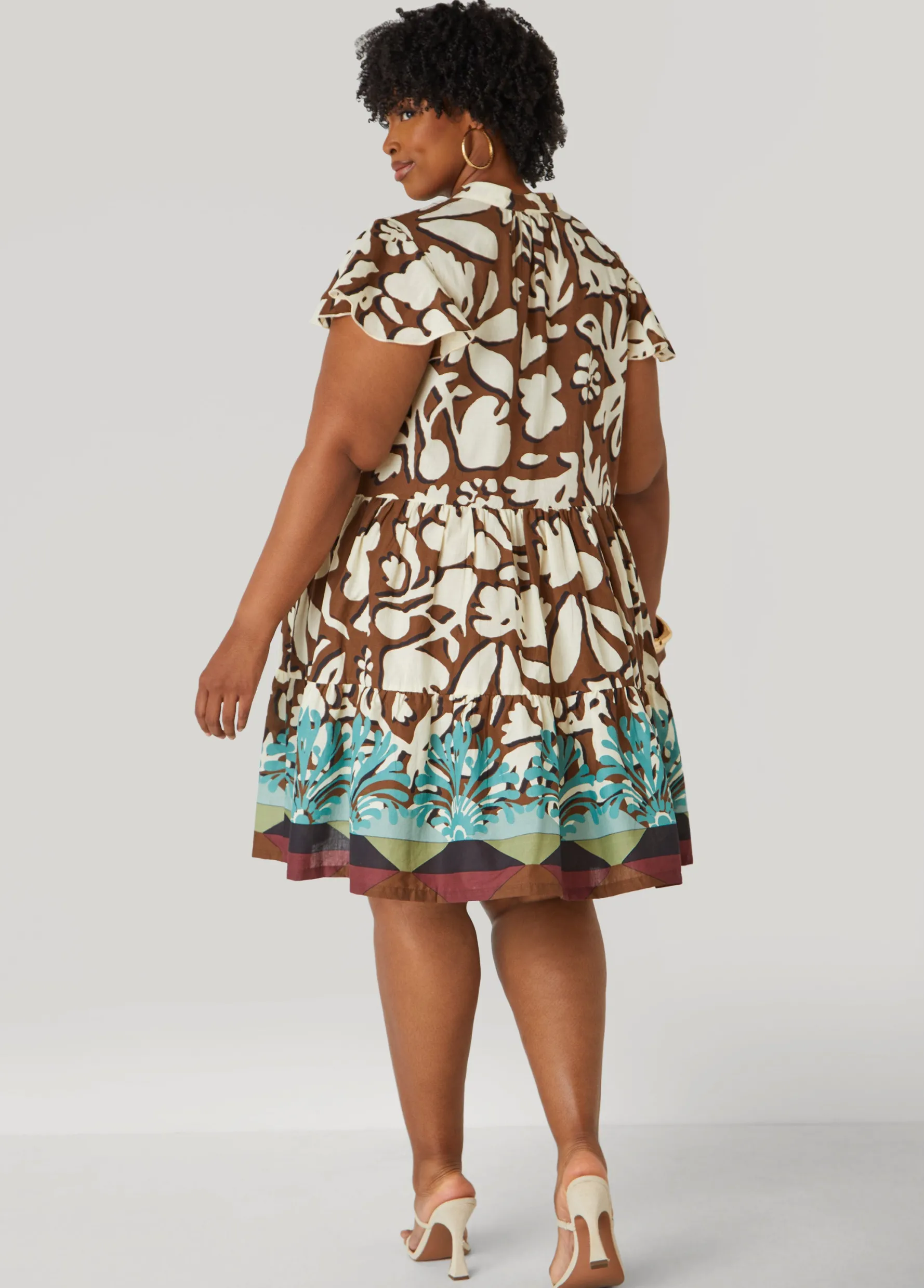 Clearance Ashley Stewart Floral Cotton Babydoll Dress