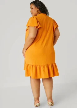 Hot Ashley Stewart Flounced Pleated Dress