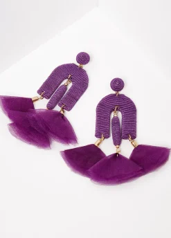 Best Ashley Stewart Flower And Wrapped Arch Earrings Purple Magic