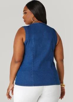 Clearance Ashley Stewart Frayed Top Denim