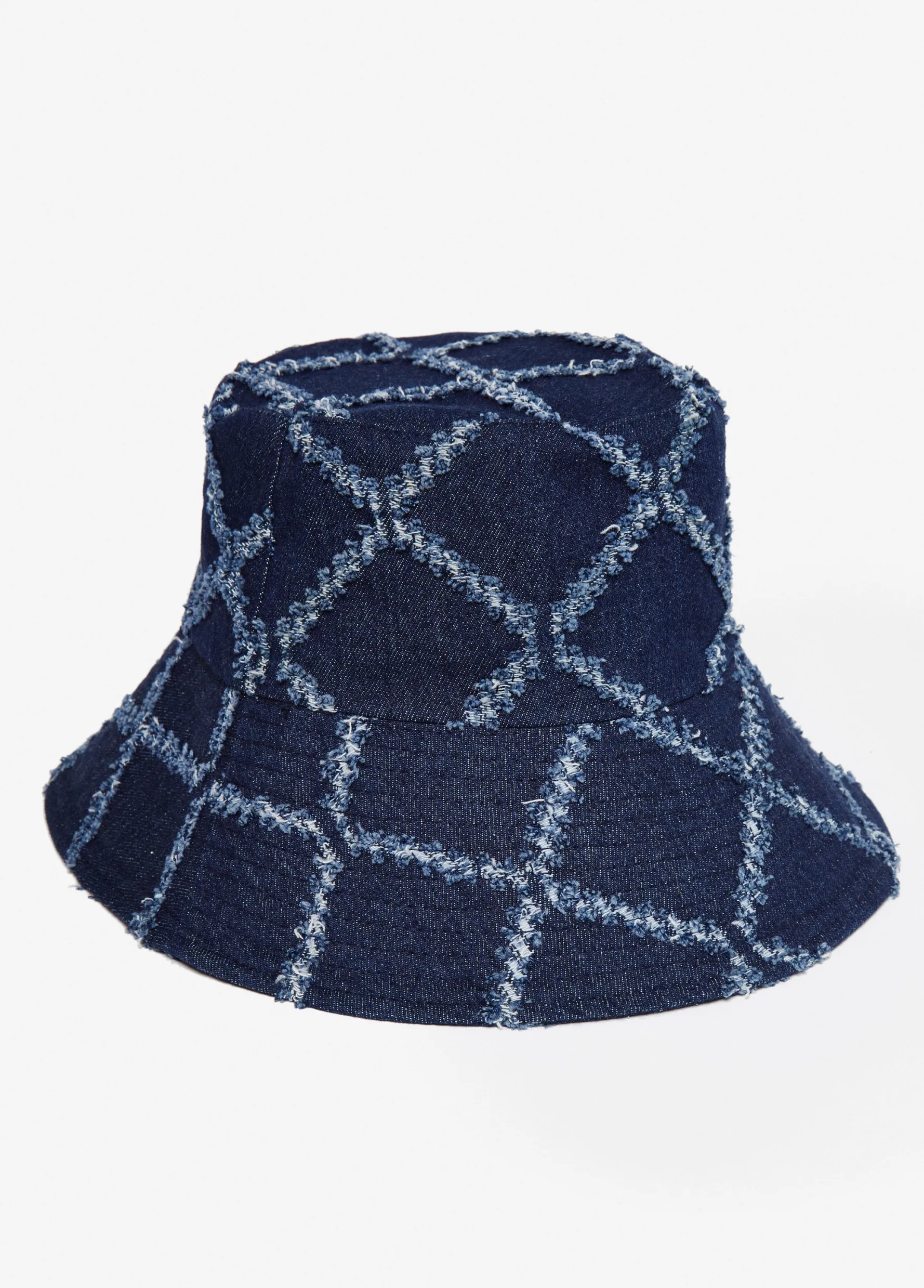 Outlet Ashley Stewart Frayed Quilted Bucket Hat Denim
