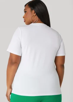 Sale Ashley Stewart Fun Fact Graphic Tee White