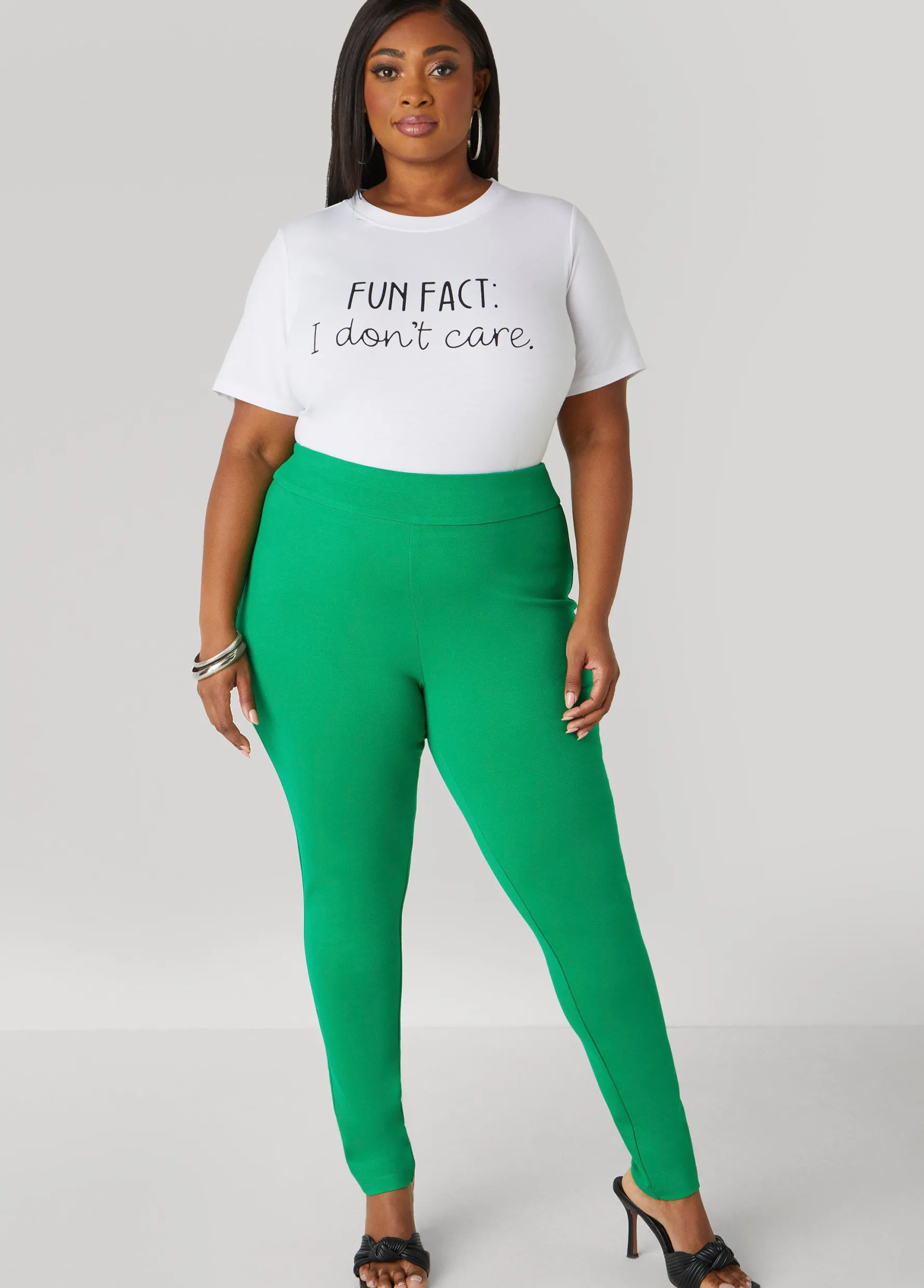 Sale Ashley Stewart Fun Fact Graphic Tee White