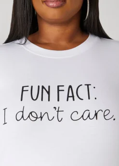 Sale Ashley Stewart Fun Fact Graphic Tee White