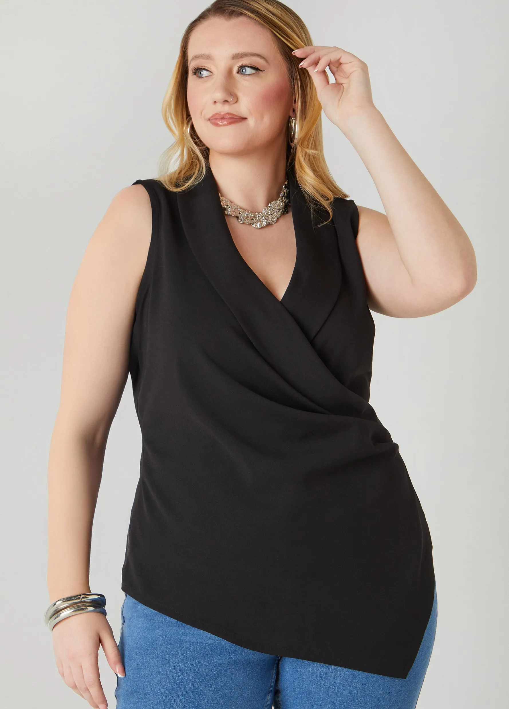 Best Ashley Stewart Gathered Faux Wrap Top