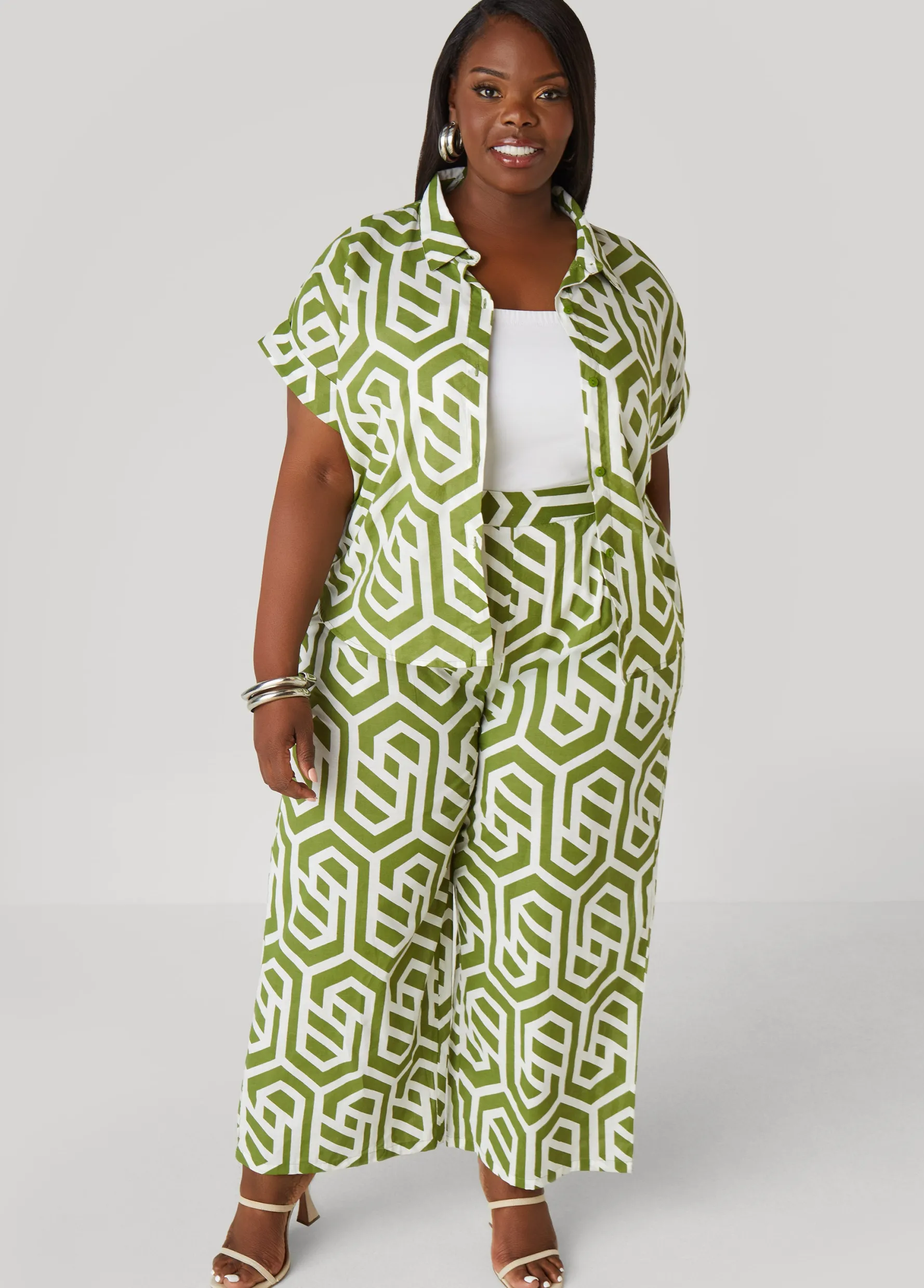 Clearance Ashley Stewart Geo Print Cotton Pants