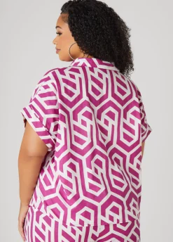 Discount Ashley Stewart Geo Print Cotton Shirt