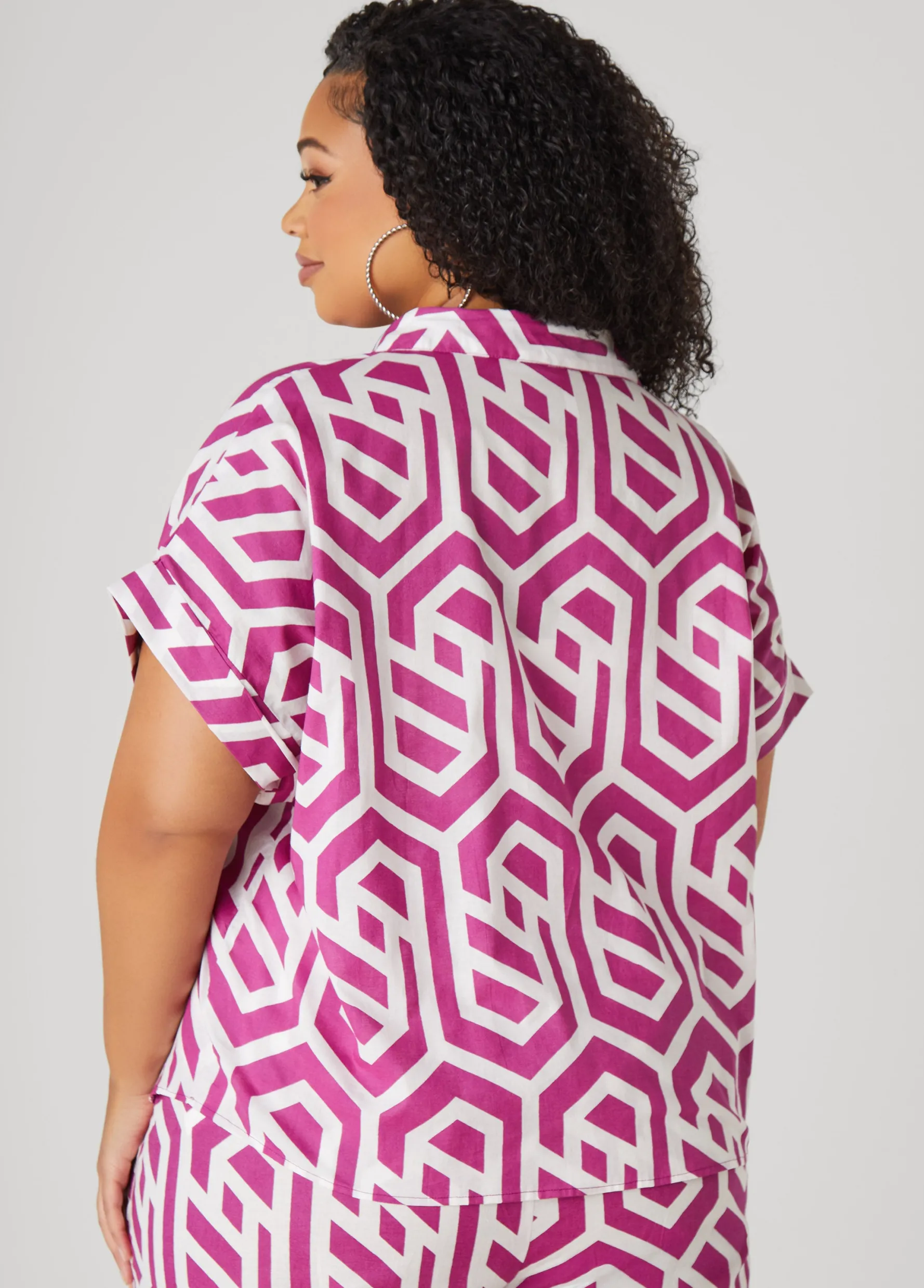 Discount Ashley Stewart Geo Print Cotton Shirt