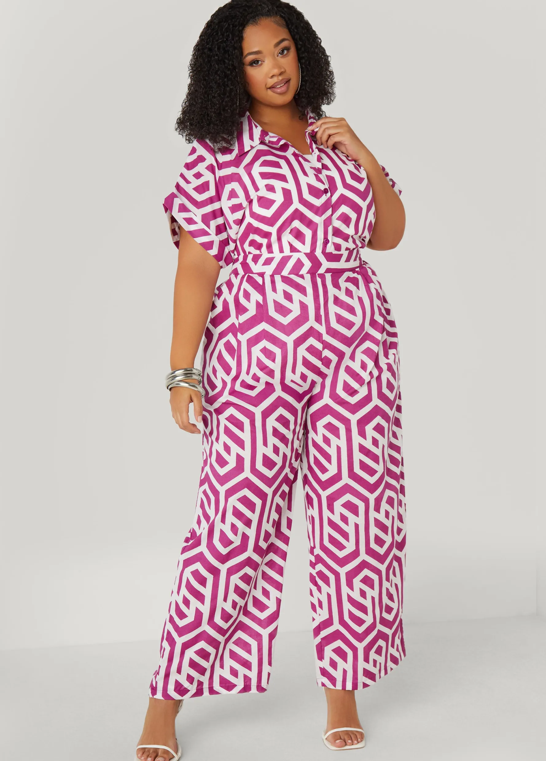 Discount Ashley Stewart Geo Print Cotton Shirt