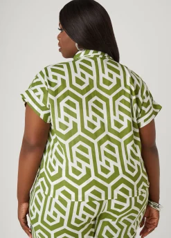 Discount Ashley Stewart Geo Print Cotton Shirt