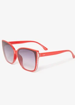 Hot Ashley Stewart Glitte Cat Eye Sunglasses Red