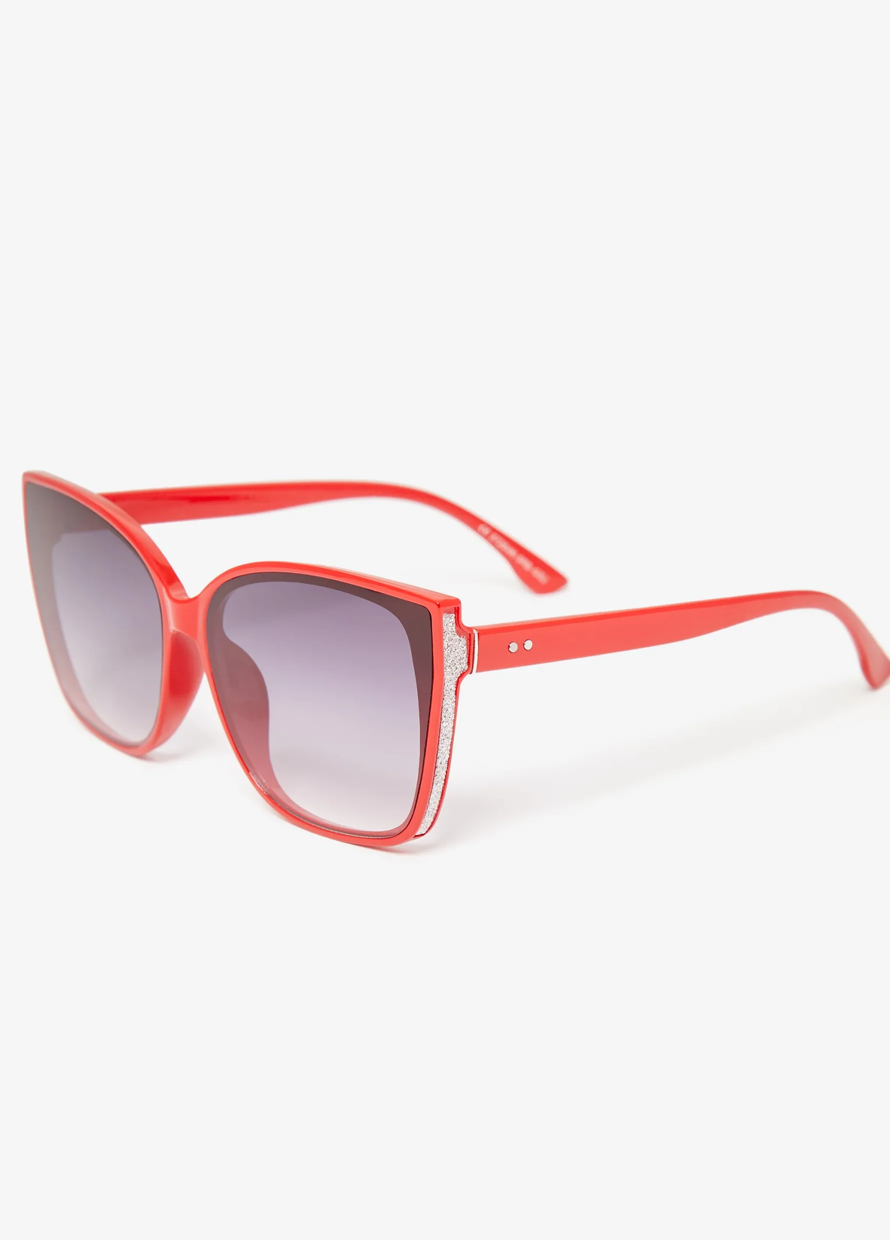 Hot Ashley Stewart Glitte Cat Eye Sunglasses Red