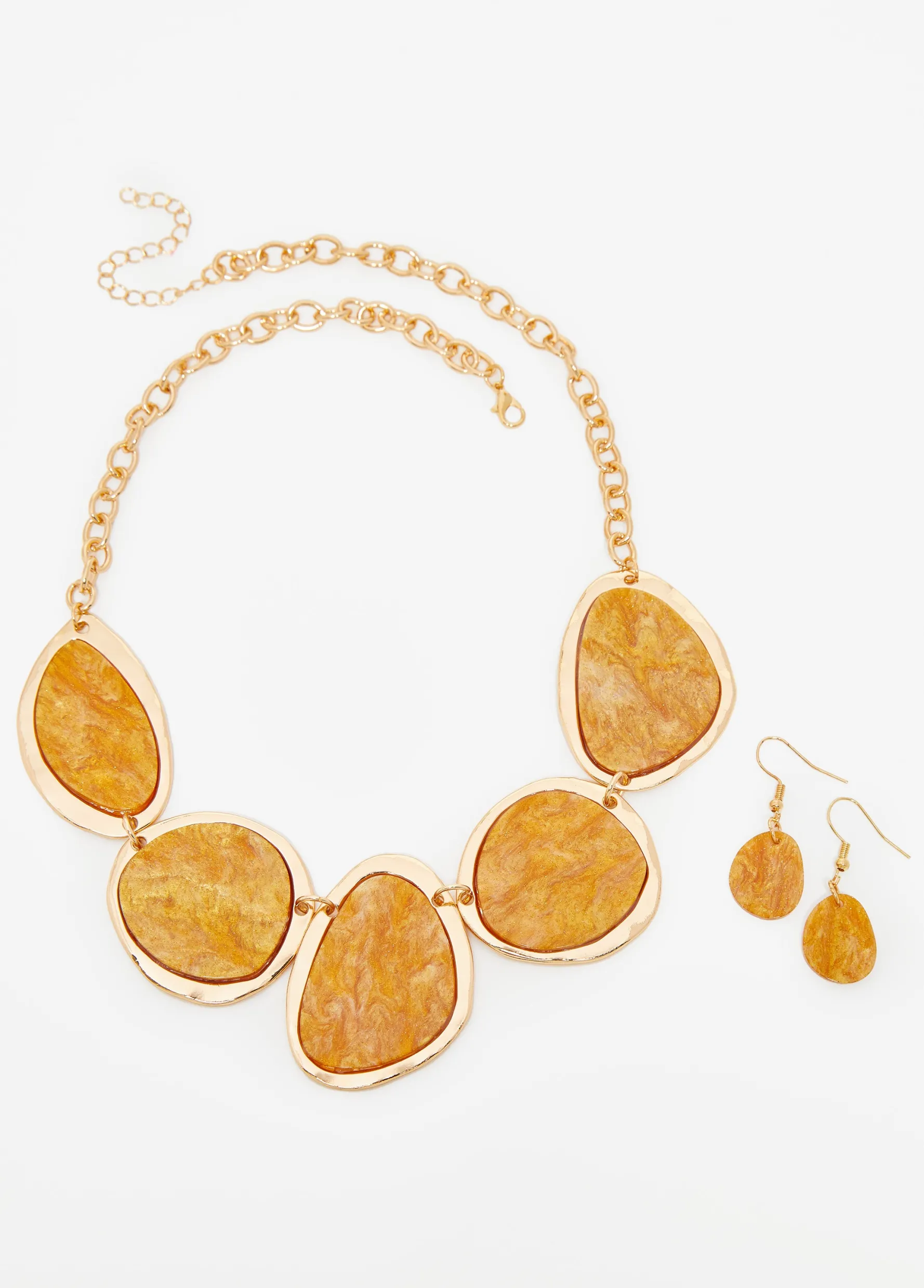 Outlet Ashley Stewart Glittered Stone Necklace Set Ivory