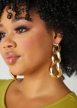 Sale Ashley Stewart Tone Chain Earrings Gold